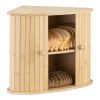 Cutie pentru paine Navaris din bambus, 35x35x35 cm, usa glisanta, maro, 54972.01