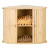 Cutie pentru paine Navaris din bambus, 35x35x35 cm, usa glisanta, maro, 54972.01