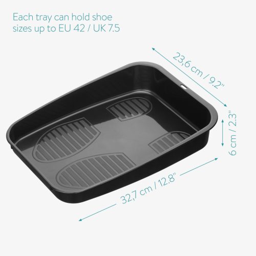 Set 6 tavi pentru incaltaminte Navaris, 32.7 x 23.6 x 6 cm, negre, negru, plastic