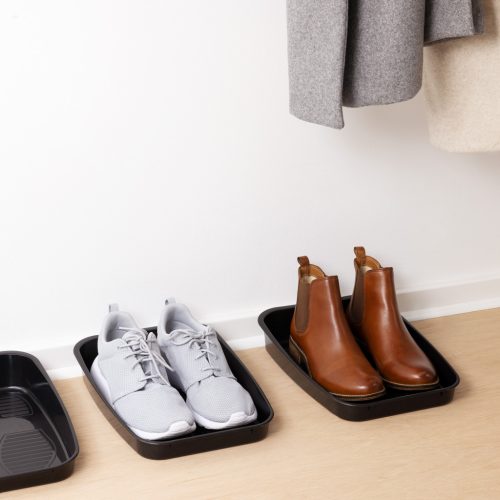 Set 6 tavi pentru incaltaminte Navaris, 32.7 x 23.6 x 6 cm, negre, negru, plastic