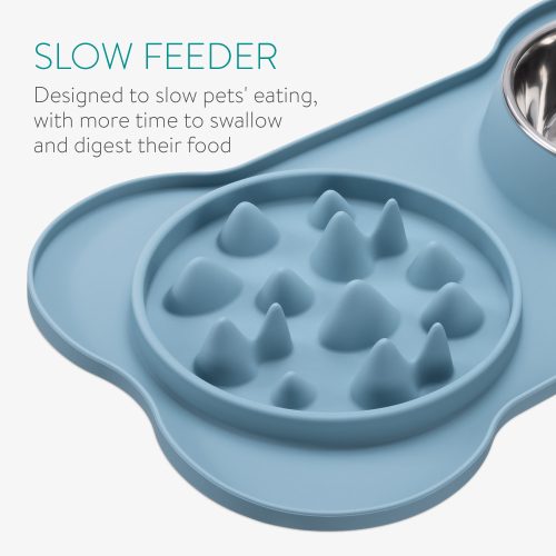 Navaris χαλάκι αργής σίτισης και ενσωματωμένο μπολ νερού, 42 x 25 cm, Μπλε, 55133,17