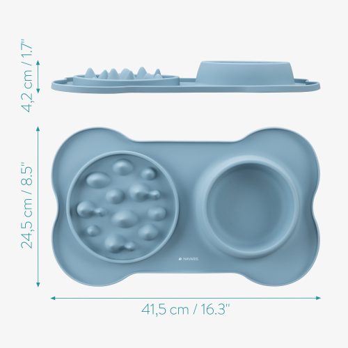 Navaris χαλάκι αργής σίτισης και ενσωματωμένο μπολ νερού, 42 x 25 cm, Μπλε, 55133,17