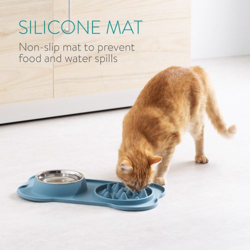 Navaris χαλάκι αργής σίτισης και ενσωματωμένο μπολ νερού, 42 x 25 cm, Μπλε, 55133,17