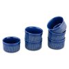 Set 6 ramekin ceramice Navaris, 9 cm, pentru cuptor 220C, deserturi/tapas, albastru, Ceramica