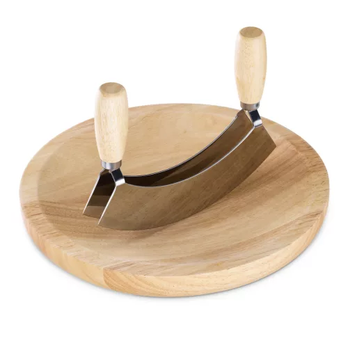 Set tocator si cutit semicircular Navaris pentru taiat ierburi aromatice, 24x24x3 cm, 52978.02