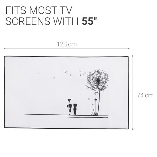 Κάλυμμα σκόνης για τηλεόραση 55 ιντσών, Kwmobile, Λευκό/Μαύρο, Ύφασμα, 51992.06