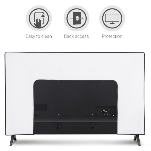 Κάλυμμα σκόνης για τηλεόραση 55 ιντσών, Kwmobile, Λευκό/Μαύρο, Ύφασμα, 51992.06
