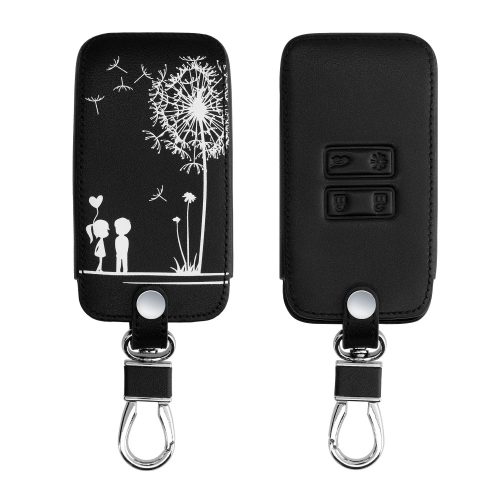 Θήκη κλειδιού αυτοκινήτου για Renault / Dacia - 4 Κουμπιά - Keyless Go, kwmobile, Οικολογικό δέρμα, Μαύρο / Λευκό, 44637.44