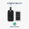 Θήκη κλειδιού αυτοκινήτου για Renault / Dacia - 4 Κουμπιά - Keyless Go, kwmobile, Οικολογικό δέρμα, Μαύρο / Λευκό, 44637.44