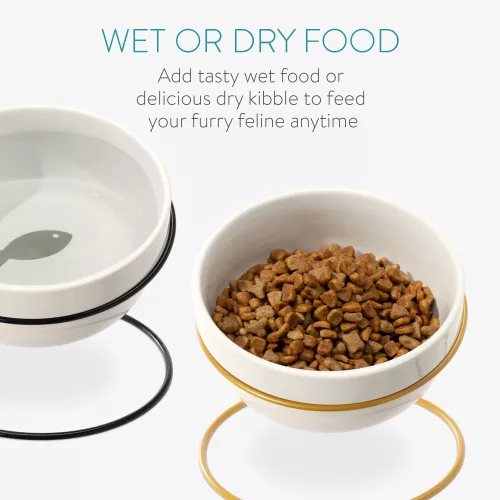 Σετ 2 κεραμικών μπολ Navaris με μεταλλικό στήριγμα, 380 ml, Χρυσό / Μαύρο, 55984.01