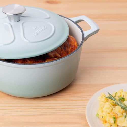 Αντικολλητική χυτρόκατσαρολα από μαντέμι Navaris για εστίες/φούρνους - 24 εκ. - 3,5 λ - ανοιχτό πράσινο, 48777.01.71