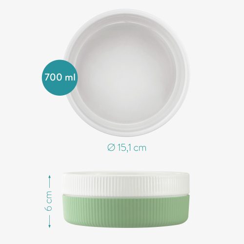 Σετ 2 μπολ για γάτες και σκύλους Navaris, Αντιολισθητικό, Πράσινο, 53411.07