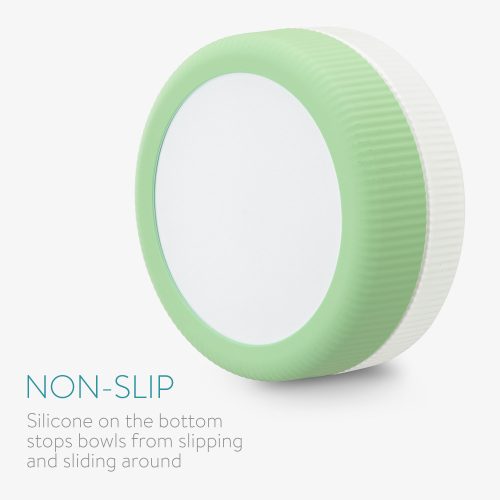 Σετ 2 μπολ για γάτες και σκύλους Navaris, Αντιολισθητικό, Πράσινο, 53411.07