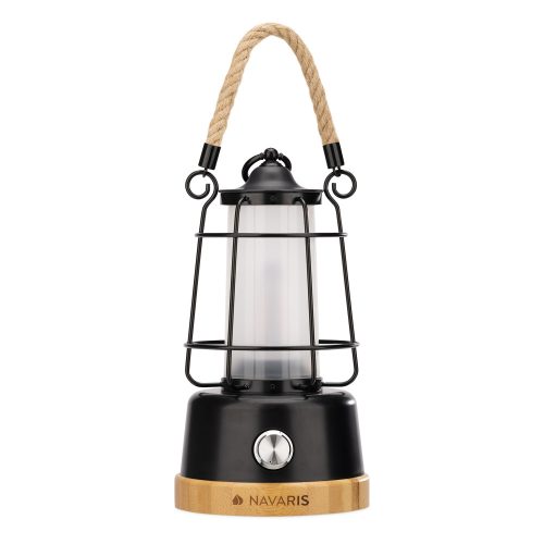 Φορητό φανάρι Navaris με επαναφορτιζόμενη μπαταρία και power bank, Μαύρο, 56078.01