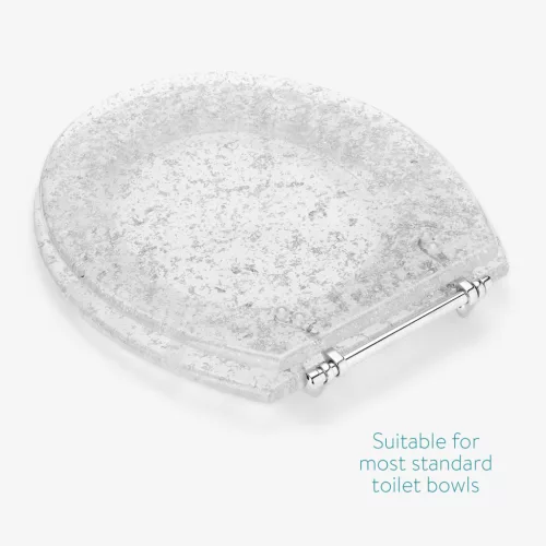 Capac toaleta Navaris, glitter, 42x36x4.5 cm, rasina transparenta, transparent, plastic