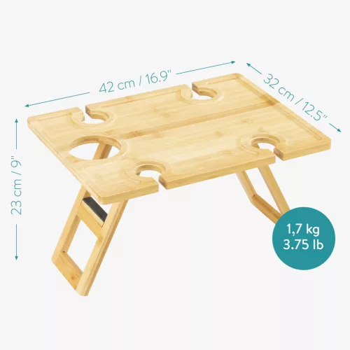 Φορητό τραπέζι πικνίκ Navaris, 43x32x23 εκ., 4 θέσεις για ποτήρια, πτυσσόμενο, 56161.01