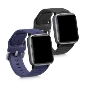   Σετ 2 ιμάντων για Willful Smartwatch/Fitnesstracker, Kwmobile, Μαύρο/Μπλε, Σιλικόνη, 56230.01