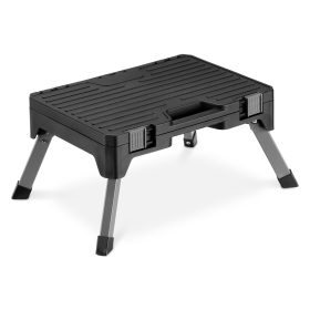   Scaun depozitare unelte Navaris, 53.3x38.1x24.3 cm, pliabil cu maner, capacitate 150 kg, negru, plastic