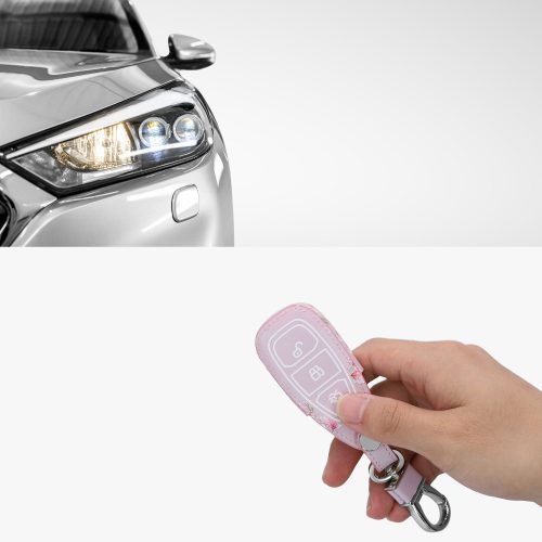 Κάλυμμα κλειδιού αυτοκινήτου Ford - 3 Κουμπιά - Keyless Go, kwmobile, Οικολογικό δέρμα, Ροζ, 43956.13
