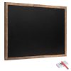 Tabla scolara Navaris cu rama MDF, 60x40 cm, montaj perete, 4 crete incluse, negru/natur, negru, MDF