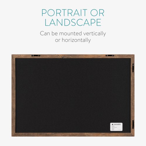 Tabla scolara Navaris cu rama MDF, 60x40 cm, montaj perete, 4 crete incluse, negru/natur, negru, MDF