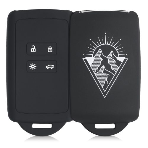 Θήκη κλειδιού αυτοκινήτου για Renault / Dacia - 4 κουμπιά - Keyless Go, kwmobile, Silicone, Black / White, 49769.25