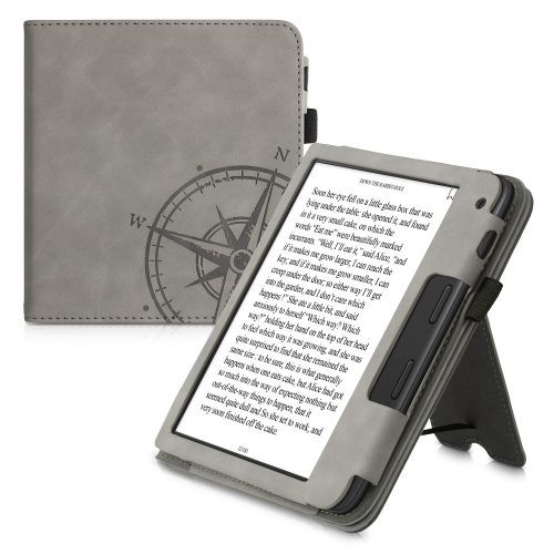 Κάλυμμα για Tolino Vision 6, Οικολογικό δέρμα, Γκρι, kwmobile, 56600.03
