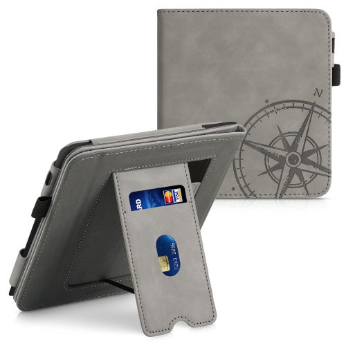 Κάλυμμα για Tolino Vision 6, Οικολογικό δέρμα, Γκρι, kwmobile, 56600.03