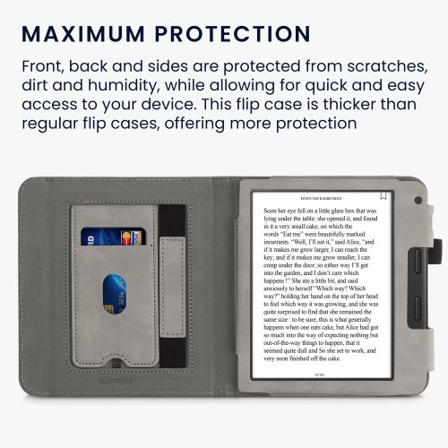 Κάλυμμα για Tolino Vision 6, Οικολογικό δέρμα, Γκρι, kwmobile, 56600.03