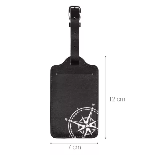 Σετ 2 ετικέτες αποσκευών, Kwmobile, Μαύρο/Λευκό, Οικολογικό δέρμα, 53127.05