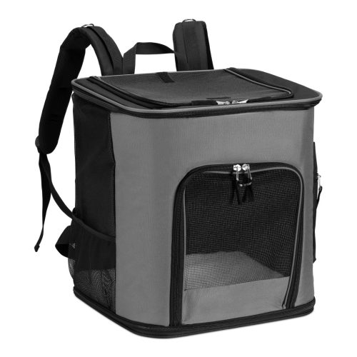 Rucsac transport animale Navaris, 41x34.5x43 cm, 2 in 1, cu buzunare si suport lombar, 47550.19