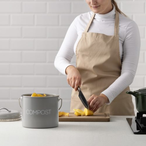 Μεταλλικός κάδος κομποστοποίησης Navaris, γκρι, 3L + 3 φίλτρα, 49642.1.22