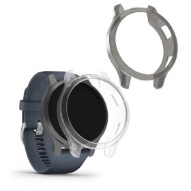  Σετ 2 θηκών για Garmin Venu 2, kwmobile, σιλικόνη, γκρι / διαφανές, 56987.01