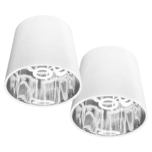 Set 2 abajururi E14 Navaris, forma triunghiulara, invelis textil, alb/argintiu, textil