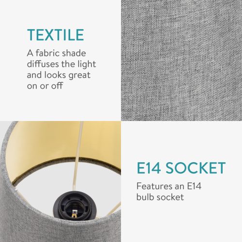 Set 2 Abajururi, E14, Gri/Auriu, Navaris, 53996.22.40