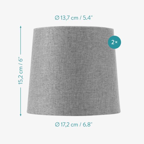 Set 2 Abajururi, E14, Gri/Argintiu, Navaris, 53996.22.42