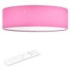 Plafoniera LED Navaris cu efect de stele, rotunda, 40 cm, telecomanda, 22 W, roz, textil/metal