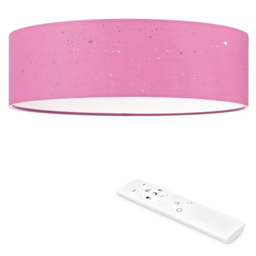 Plafoniera LED Navaris cu efect de stele, rotunda, 40 cm, telecomanda, 22 W, roz, textil/metal