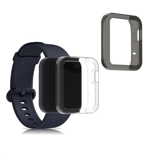 Σετ 2 θηκών για ρολόι Xiaomi Mi Watch Lite/Redmi, Kwmobile, Διαφανές/Μαύρο, Σιλικόνη, 54528.03
