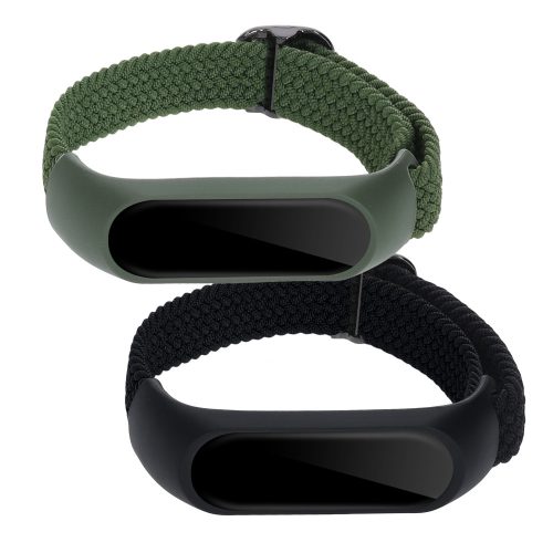 Σετ 2 ιμάντων για Xiaomi Mi Smart Band 6/Mi Band 6/Mi Band 5, Kwmobile, Black/Green, Nylon, 57429.02