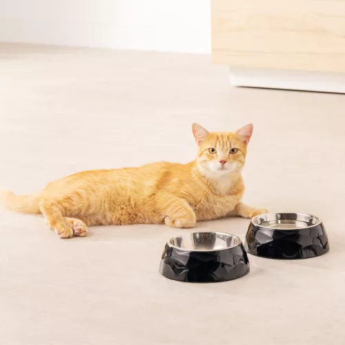 Σετ 2 μπολ Navaris για κατοικίδια, Μεταλλικό, Μαύρο, 57479.01