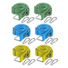  Set 6 Corzi elastice plate reglabile Navaris, cu carabiniere pentru camping, 57645.02