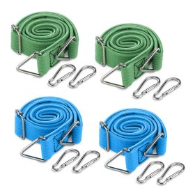   Set 4 Corzi elastice plate reglabile Navaris, cu carabiniere, pentru camping, 57645.01
