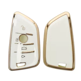   Κλειδιά αυτοκινήτου για BMW 3 Κουμπιά - Smart Key, Kwmobile, Λευκό/Χρυσό, Σιλικόνη, 56001.02