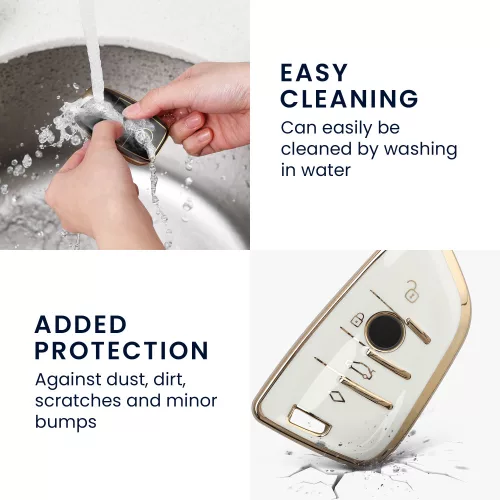 Κλειδιά αυτοκινήτου για BMW 3 Κουμπιά - Smart Key, Kwmobile, Λευκό/Χρυσό, Σιλικόνη, 56001.02