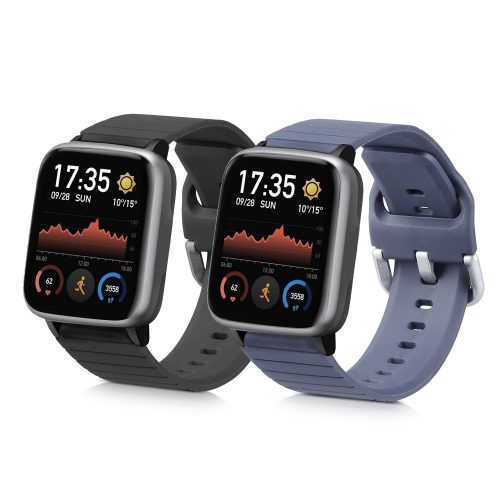Σετ 2 ιμάντων για Willful Smartwatch/Fitnesstracker, Kwmobile, Μαύρο/Γκρι, Σιλικόνη, 56230.02