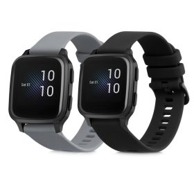  Σετ 2 λουράκια για Garmin Venu Sq/Venu Sq Music, Kwmobile, Μαύρο/Γκρι, Σιλικόνη, 57776.01