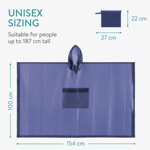 Αδιάβροχο ποντσο Navaris unisex, 100x154 εκ., αδιάβροχο, μπλε, EVA, 52203.01.17