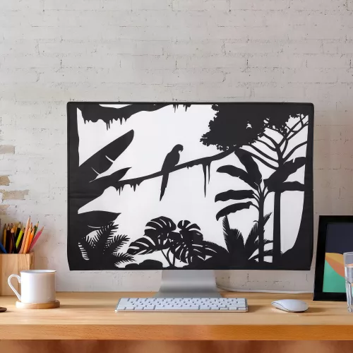 Κάλυμμα για οθόνη 31-32 ιντσών, Kwmobile, Μαύρο/Λευκό, Textile, 45117.08