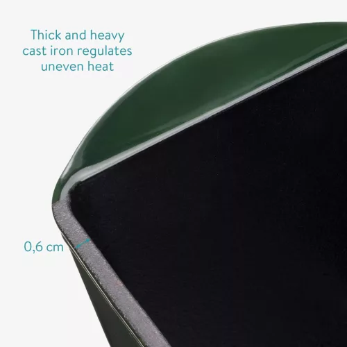 Tava copt paine Navaris, 34 cm, fonta, verde, cu capac, pentru paine traditionala, 52635.02